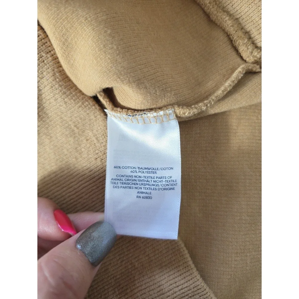 Lands End Mens Small Quarter Zip Pullover Sweater Tan Cotton Blend Casual